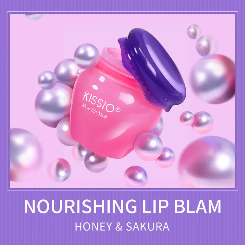 Lip Mask,Honey and Sakura Lip Mask Set,Repair Lips Day and Night,Plant Extract,Lip Mask Overnight,Hydrating Lip Balm(2 Pcs)