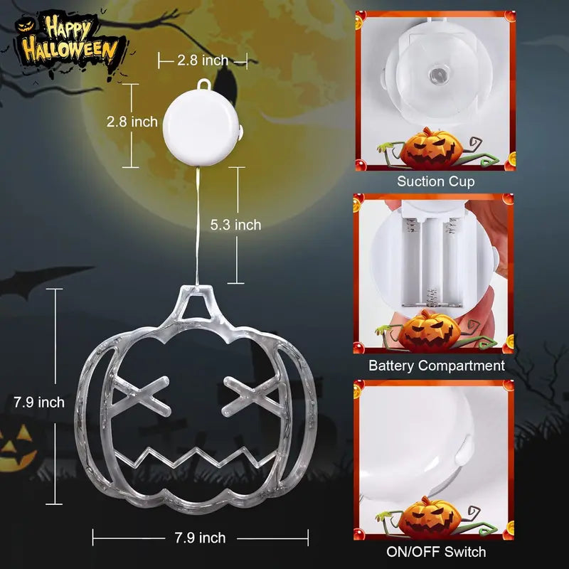 Lolstar Halloween Decorations 3 Pack Orange Pumpkin, White Ghost, Purple Bat Halloween Window Lights with Suction Cup, Battery Operated Halloween Lights, Upgrade Slow Fade Mode and Timer Function